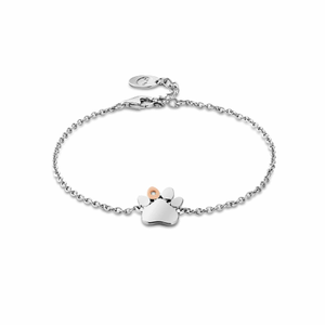 Paw Prints Sterling Silver Single-Paw Bracelet with Topaz