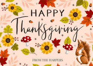 Okey Dokey Design Happy Thanksgiving From The Family Floral Card