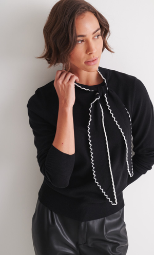 Tie High Neck Jumper - Black
