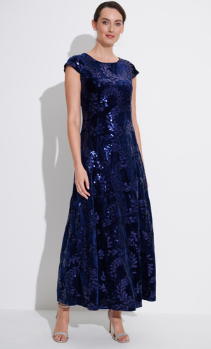 Sequin Velvet Maxi Dress - Midnight
