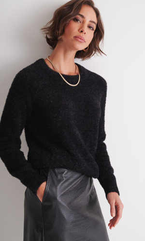 Tinsel Knit Raglan Sleeve Jumper - Black