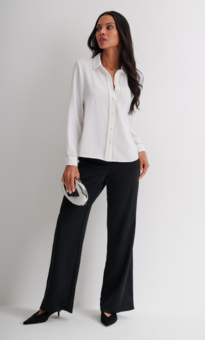 Anna Rose Diamante Trim Detail Shirt - Ecru
