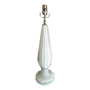 Murano White Opalescence Ribbed Glass Table Lamp