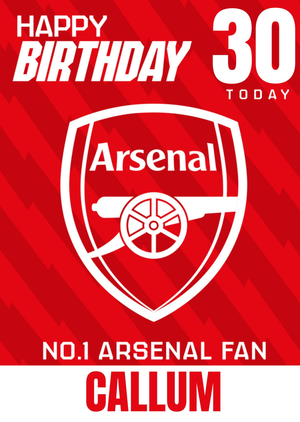 Arsenal F.c. Football Crest No.1 Fan 30th Birthday Card