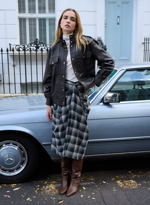 Kaia Check Midi Skirt - UK 12 | EU 38 | US 08 / Grey Check