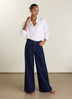 Petite Palmer High Waist Palazzo Jeans - UK 12 | EU 38 | US 08 / Dark Denim