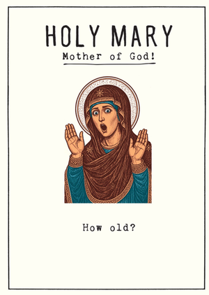 Pigment How Old Illustrated Saint Funny Birthday Card