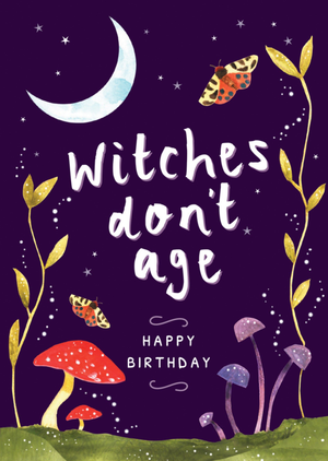 The London Studio Witches Don't Age Magical Moonlit Woodland Birthday Card
