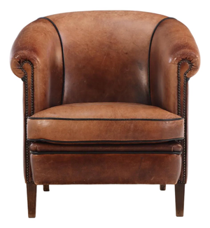 A Dutch Art Deco Style Leather Club Chair, C. 1960.