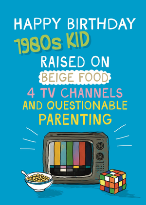 Moonpig Giddy Kipper 1980S Kid Raised On Beige Food 4 Tv Channels Questionable Parenting Retro Tv Birthday Card
