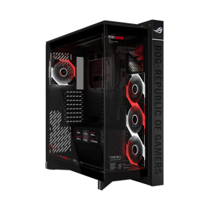 ASUS ROG Cronox GR801 ARGB EATX Full Tower Panoramic PC Case with 9.2" LCD Screen & 4x ROG Eurux GR120 ARGB Fans – Black