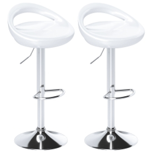 HOMCOM Conjunto de 2 Taburetes de bar Giratorios con Reposapiés Altura Ajustable Base de Acero Asiento de ABS Blanco