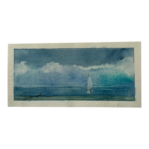 Original Watercolor Miniature Seascape by Nancy Smith