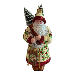 Patricia Breen “Holly’s” Santa Hand-Painted Glass Christmas Ornament
