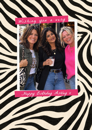 Moonpig Zebra Print Photo Upload Birthday Card