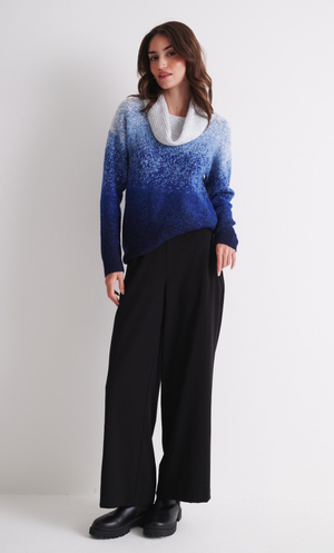 Cowl Neck Ombre Knit Jumper - Blue