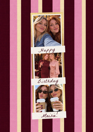 Moonpig Striped Collage Photo Upload Birthday Card