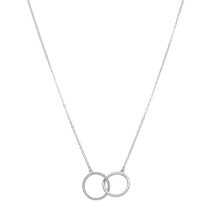 New Sterling Silver 17" Gemstone Linked Double Circle Necklace