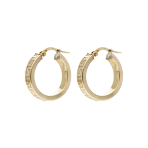 Pre-Owned 9ct Yellow Gold Greek Key Design Hoop Creole Earrings