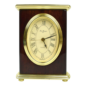 Vintage Wood and Gold Brass Robt Blandford Table Top Desk Clock Germany
