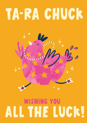 Lucy Maggie Ta-Ra Chuck Illustrated Chicken Good Luck Card