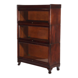 Antique Arts & Crafts Mahogany 3-Stack Barrister Bookcase Circa 1920