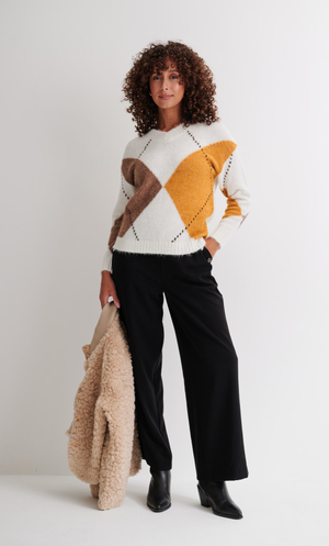 Pull On Wide Leg Stretch Trousers - Black