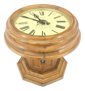 Side Coffee Table w/ a Working Street Wall Clock Top Storage Compartment Base