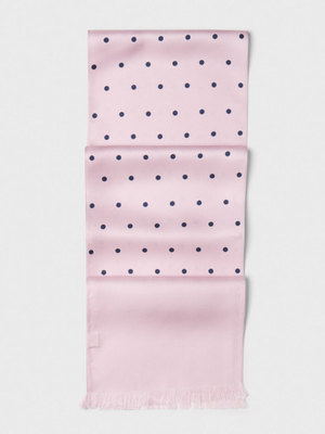 Pink & Navy Polka Dot Silk Scarf