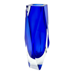 1970s Mandruzzato Murano Faceted Sommerso Vase – Italian Cobalt Blue Art Glass