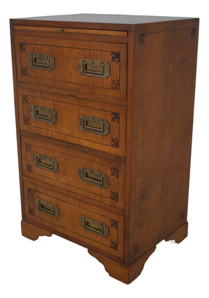 Vintage English Campaign Style Inlaid Satinwood Chest