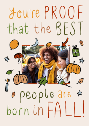 Moonpig Best People Are Born In Fall Illustrated Photo Upload Birthday Card