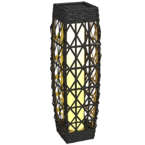 Outsunny Lámpara Solar de Ratán Sintético con Luces LED Encendido/Apagado Automático para Exterior 20x20x68 cm Gris
