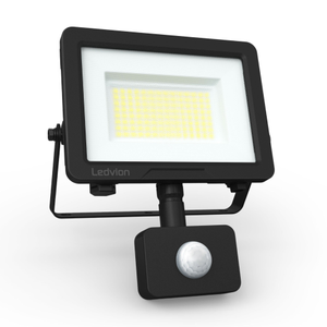 LED Projecteur avec détecteur 50W - IP66 - 6500K - 135lm/w - 5 ans de garantie