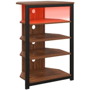 HOMCOM 4-Tier Corner TV Stand with Storage, LED Lights, Cable Management, Small TV Unit Entertainment Centre for TVs up to 29", for Living Room, Bedroom