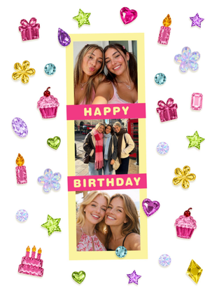 Moonpig Colourful Gem Collage Photo Upload Birthday Card