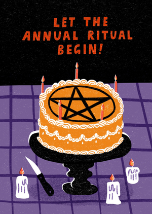 The London Studio Sunpatch Society Let The Annual Ritual Begin Pentagram Cake Birthday Card