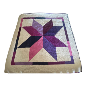Vintage Arizona Chandler Handmade Purple Beige 8 Pointed Star Quilt