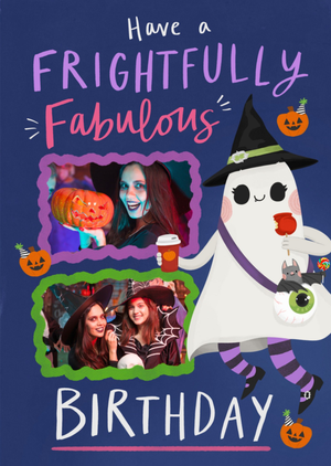 The London Studio Dream Big Have A Frightfully Fabulous Birthday Cute Ghost Photo Upload Card