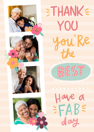 Moonpig Vertical Photo Frames Surrounded By Flowers With Colourful Typography Thank You Photo Upload Card