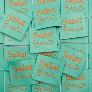 Lot de 5 étiquettes tissées à coudre Salut Beauté - Turquoise