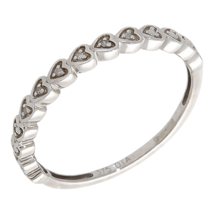 Pre-Owned 9ct White Gold Diamond Set Hearts Band Dress Ring