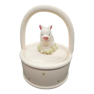 Vintage Fitz and Floyd Piglet Trinket Basket, Handpainted