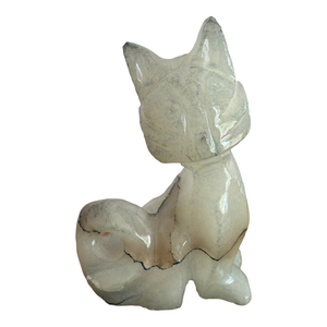 Vintage Carved Onyx Fox Figurine