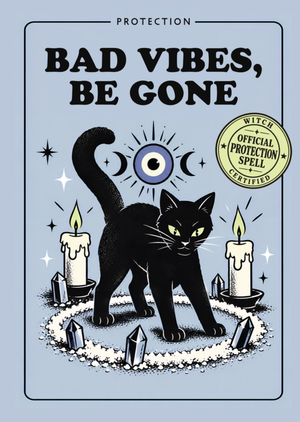 Moonpig Coventry Witch Bad Vibes Be Gone Black Cat Icial Protection Card
