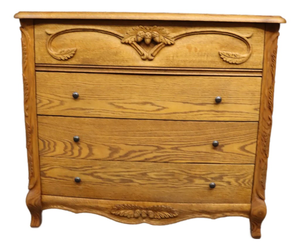 Oakwood Interiors Solid Oak Carved French Country 4-Drawer Dresser With Cedar-Lined Oak Drawers