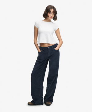 Mid Rise Baggy Jumbo Corduroy Broek