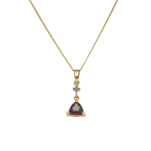 Pre-Owned 9ct Gold Mystic Topaz & Diamond Pendant Necklace