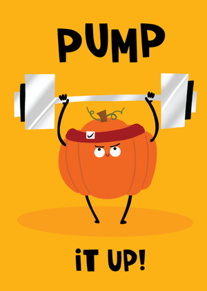 Lucy Maggie Pump It Up Cartoon Pumpkin Encouragement Card