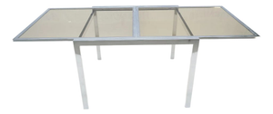 Flip Top 40" Square Crome Base Smoked Glass Top Dining Table 84" Extended Clean!